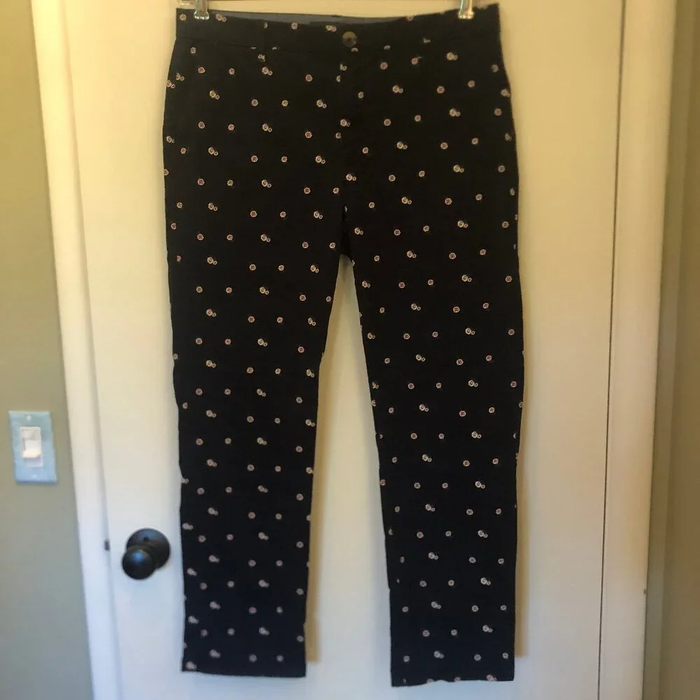 NEW (NWOT) Tommy Hilfinger navy pants w/ rose print sz 12